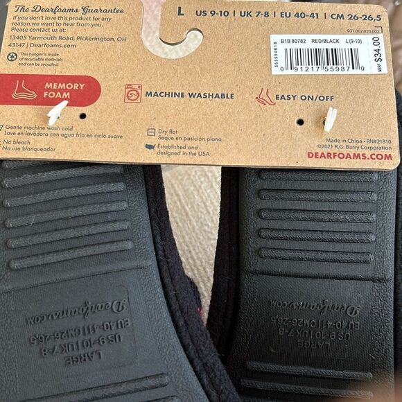 Dearfoams “Mama Bear” Buffalo Check Clog Slippers Size 9 NWT Cozy Gift 🐻 - Picture 9 of 10